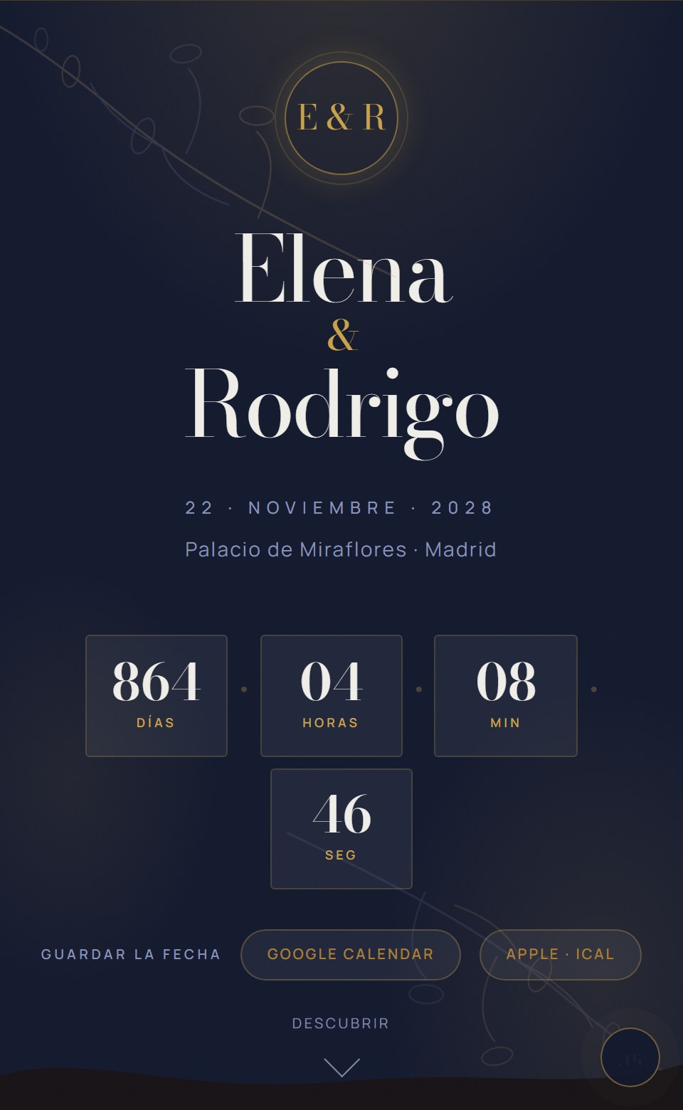 Editorial Nocturno — vista previa del diseño
